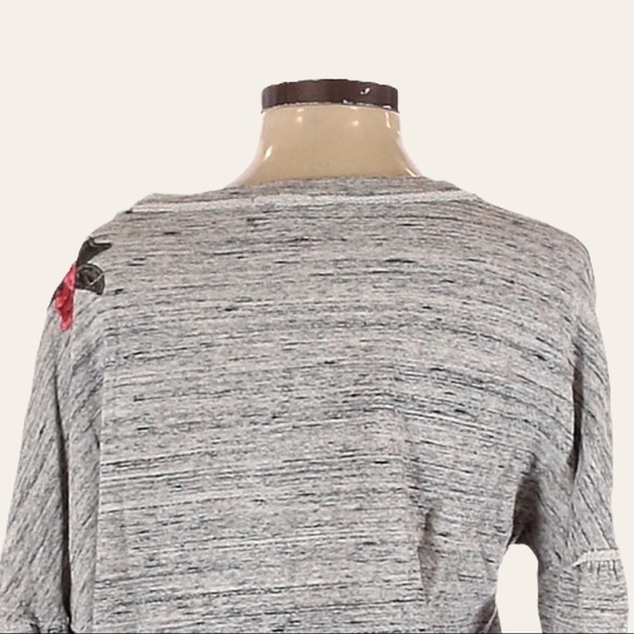 Splendid Verdi Rose Appliqué Dolman Sleeve Sweatshirt Heather Gray Pullover XS - Picture 4 of 9